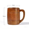 Classical Wooden Beer Cup Tea Coffee Water Mugs With handle Heatproof Home Office Bar Party Drinkware Cups sea sending T9I001232