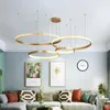 Pendant Lamps Post-modern Art Ring Dining Room Crystal Chandelier Creative Minimalist Restaurant Nordic Circle Led