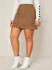 Skirts Women High Waist Short Pencil Skirt Corduroy O-Ring Zip Up Mini Plus Size