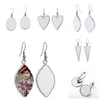 Nieuwe Sublimatie Oorbellen Party Gunst Lege DIY Aangepaste Metalen Dangler Blad Hartvormige Warmteoverdracht Afdrukken Oordrop Earring Jewelr Ewd5