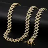 Iced Out Necklace Armband Set voor Mens Dames Hip Hop Kettingen Crystal Rhinestone Miami Cubaanse Link Chain Gold Silver Color Chains