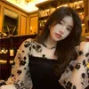 Velvet Blusas Mujer Retro Mesh Patchwork Primavera Autunno Ins Camicie Coreano Office Lady Donna Camicette 19609 210415
