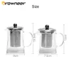 Multisize Square Transparent Tekanna Värmebeständig Glas Teaker Ergonomisk handtag Avtagbar Mesh Infuser Filter Kaffekanna 210621