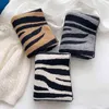 Lunadolphin mulheres inverno zebra listrado padrão lã lenço grande vestiário quente de malha pescoço de lã pashmina soft ins xale