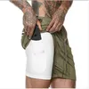 Men's Shorts 2022 Gym Brand Men Inside And Outside Double-layer Built-in Phone Pocket Short Sport Homme Training Exercise Joggers