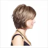 Burgundy Short Synthetic Wig Simulation Human Hair Wigs Hairpieces BOBO pelucas de cabello natural corto K84