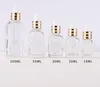 Transparent Clear 20ml Essential Oil Square Dropper Bottle 10ml 30ml 50ml Glass Serum Bottles with Gold Cap for Cosmetic SN2589