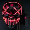 Nowy DHL Free 10Colors Halloween Maska LED Light Up Party Maski Maski Purge Rok wyborczy Great Funny Festival Cosplay Costume Materiały Glow In Dark Face Sheild Hurt