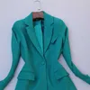 Весна и осенние женские брюки костюм 2-х частей высокого качества темпераментные дамы зеленые куртки тонкий подходят с высокой талией пяти точек 210527