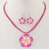 Mode doux et riche fleurs cire corde tempérament collier boucles d'oreilles ensemble collier ensemble