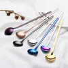 2021 Spoons 50pcs/lot Coffee Tea Mixing Mug Spoon Stainless Steel 17cm Gold Rose Plated Honey Serving Bar Japanese