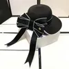 Fashion Solid Color Straw Sun Hat Vintage Bowknot Beach Hats Travel Vacation Casual Caps Summer Wide Brim Cap