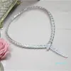 Fashion Lady Women Brass 18K Gold Plated Setting Full Diamond Snake Shape Wide Chain Dinner Necklaces Snake Skeleton Necklace