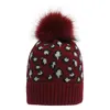 Femmes hiver chaud tricoté Beanie chapeau Vintage imprimé léopard Pompon bonnets casquette Crochet Bonnet casquette femme chapeaux pour fille