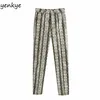 Herbst Frauen Vintage Schlange Drucken Hosen Weibliche Hohe Taille Bleistift Mode Hose Pantalones Mujer 210514