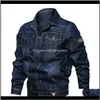 Jackets Outerwear & Coats Clothing Apparel Drop Delivery 2021 Casual Mens Denim Large Size Washed Buttons Multi Pocket Lapel Jacket Long Slee