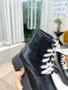 Stylishbox- 20211005001T 40/41 Black Cowhigh Combat Boots äkta läder Vit snörning av klassiska plattformshälar måste ha