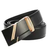 Bälten Fange Men Belt Leather Automatisk spänne Högkvalitativ manlig mode Jeans-kedja Stretch Solid Luxury Bland Black FG3118-3