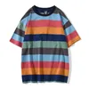 BOLUBAO Summer Harajuku T Shirt Male Striped T-Shirt Fashion Streetwear Men Skate Tee Shirts Slim Clothes 210518