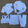 2/3/5PCS Seamless Women Yoga Set Sportswear Fitness Suit Gym Clothing Long Sleeve Crop Top High Waist Legging Sports Suits,ZF489 210802