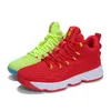 En Kaliteli Erkek Bayan Basketbol Ayakkabıları Renk Siyah Mavi Gri Kırmızı Yeşil Erkekler Açık Eğitmenler Runner Spor Sneakers Boyutu 36-45