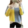 2019 nya tjejer stickade tröjor vårkontrakt godis färger o-nacke pullover jumpers toppar outwear grundläggande termisk lager skjorta y1118