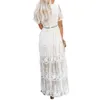 2021 été Boho femmes Maxi DrLoose broderie blanc dentelle longue tunique plage DrVacation vacances vêtements X0621