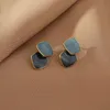 Orecchini a bottone da donna Orecchini pendenti quadrati piccoli coreani per donna 2021 Orecchini geometrici in resina dichiarazione Gioielli femminili Blu Marrone