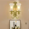 ミラノウェディング照明デイリーガラスシェード銅壁ランプルームヴィラホール屋内ベッドルームアバジュールの鏡面鏡