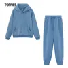 Toppie's Trainingspakken Sportbroek Pak Twee Stuk Set Casual Fleece Hoodies Sweatshirts Vrouwelijke Jasje Sweatpants Kleding 210930