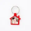 Sublimation leerer Acryl-Schlüsselanhänger, doppelseitiger DIY-Hausform-Schlüsselanhänger mit Metallring, Mini-Festival-Ornament Wxas