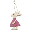 Пасхальный кролик деревянные украшения DIY древесина висит ремесел милые зайчики пасхальные украшения партия снабжения вырезные игрушки SN6165