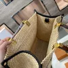 Stor kapacitet Paket Straw Tote Bag Handv￤skor Vanliga handv￤vda Lafite H￶gkvalitativa avtagbar axelrem Bokstavsh￥rdvara Dekor239y