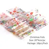 Klistermärken dekaler 10st jul för naglar snöflinga Santa Elk Transfer Foils Sliders Adhesive Nail Art Manicure Wraps Saxk9126 Prud22