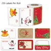 Embrulho de presente d0ac 250pcs 6 projetos adesivos nomes de natal tags adesivos de natal presentes rótulos de selo decalques decoração de pacote decoração