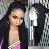 Perucas sem touca de cabelo humano loira/marrom/preta peruca trançada frontal de renda com babyhair fibra sintética grossa tranças de mão cheia micro havana