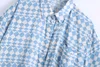 カジュアルな幾何学的なプリントシャツパンツセット女性半袖ポケットブラウスレディファヒオンストレートロングメス210430