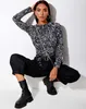 Frauen Backless Leopard Top Mode Langarm Runde Kragen Slim Fit T-Shirt Herbst Frühling Damen Bodenbildung Shirts Chic T x0527