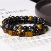 Charme Pulseiras Natural Tiger Olho Pedra Pulseira Handmade Matte Vidro Beads Yoga Energia Casal Homens Mulheres Presente Jóias