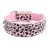 Rivet Dog Collar Leashes Husdjur Anti Biting Double Deck Pu Collar Break Proof Cool Camouflage Leopard Print 22xy Q2