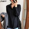 Korea Spring och Autumn Chiffon Shirt Women Retro Loose Black Professional ol Long-Sleeved Western-Style Shirt Auyiyi 210412