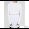 T-Shirts S Apparel High Street T-Shirt T-Shirt étendu vêtements pour hommes ourlet incurvé longue ligne hauts T-Shirts Hip Hop urbain blanc