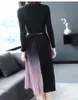 Moda Kazak Elbise Kadın Örme Kazak ES Pileli Artı Boyutu Kadın Kalın ES Zarif 210520