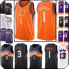 자수 Devin 1 Booker Jersey Chris 3 Paul Jerseys Steve 13 Nash 레트로 메쉬 농구 S-XXL 오렌지 블랙 퍼플 화이트 33333