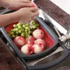 Fruit Vegetable Collapsible Colander Eco-friendly Foldable Kitchen Strainer Folding Drain Baskets With Retractable Handles 210626