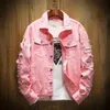 Giacche da uomo 2021 Giacca di jeans Uomo Fori strappati Mens Pink Jean Garment Washed Coat Designer Uomo Abbigliamento che vende