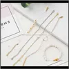 Beaded, Jewelry Drop Delivery 2021 Bracelets Set 5Pcs/Set Pink Strands Heart 8 Anchor Aessory Tassel Charm String Gold Color Plated Bead Chai