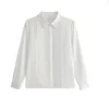 White Chiffon Women's Shirts Korean Long Sleeve Work Wear POLO Collar Elegant Simple Fashion Overalls for 10857 210508