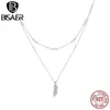 BISAER Shiny Wheat Ears 925 Sterling Shell Pearl Necklace Pendant Women Fine Oxidized Silver Jewelry EFN208