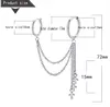 Personality sliver Titanium Steel Men ear chain Double pierced eardrop clip dangle Earrings fashion jewelry for women